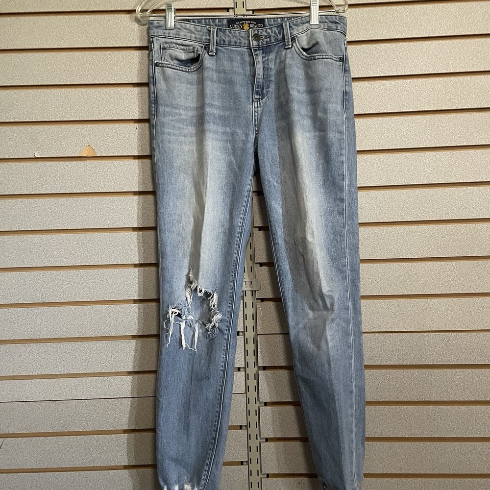 Lucky Brand Sz 6 28 Average‎ Skinny Distressed  Jeans Black Back Pockets